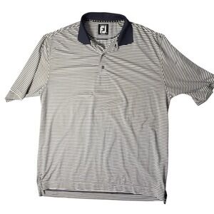 FootJoy ProDry Lisle Polo Shirt Mens XL Navy White Striped Excellent Golf Top